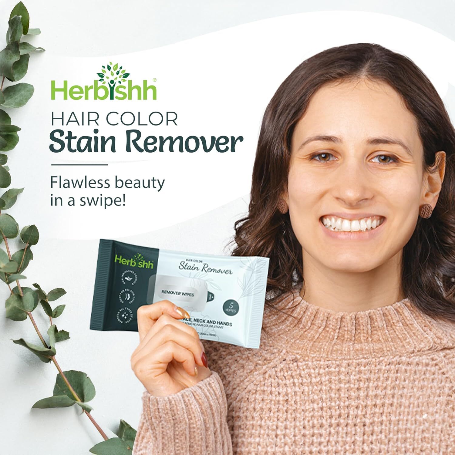 Herbishh Hair Dye Stain Remover Wipes Skin Clean Up Gentle Formula 5 Pack