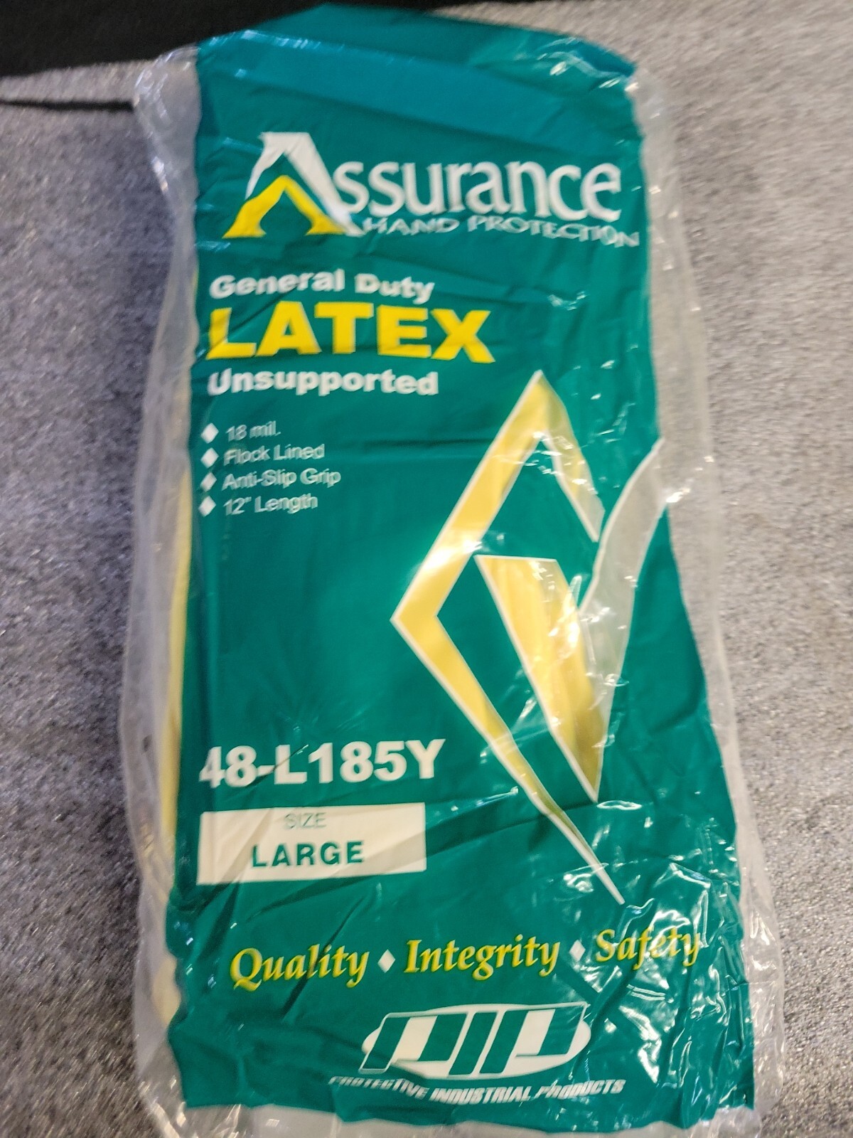 Assurance Gloves Latex LARGE Dishwashing/ Kitchen/ INDUSTRIAL 12 Pairs- 18 mil