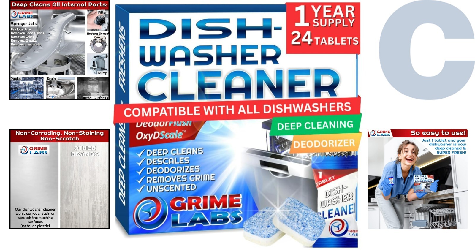 Deep Cleaning Dishwasher Tablets – Compatible with All Major Brands, 24 Count