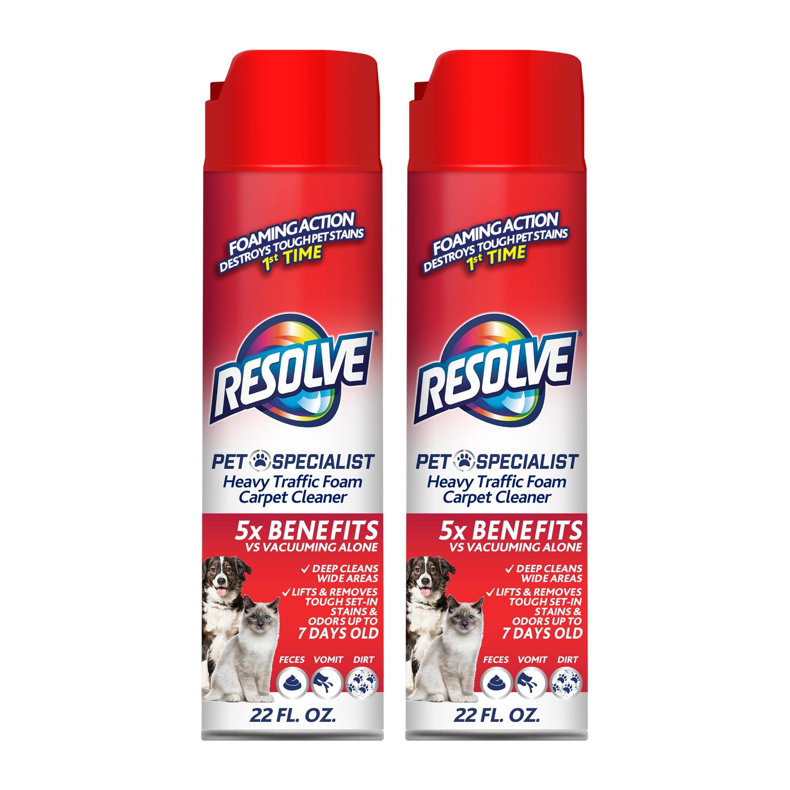 Resolve Pet Specialist Heavy Traffic Foam, Carpet Cleaner, 2 pack of 22oz