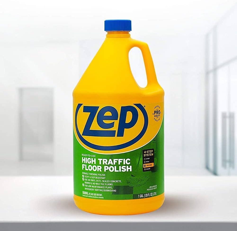 Commercial High-Traffic Floor Polish, 4-1 Gallon Bottles, Professional Grade Flo