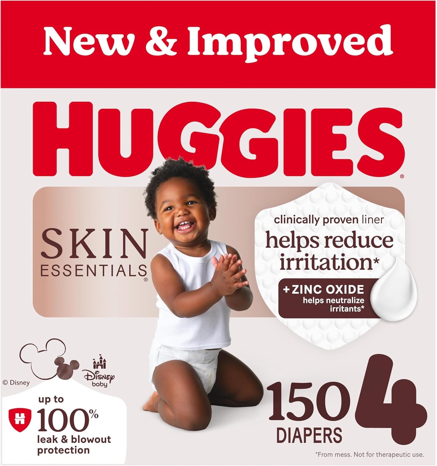 Huggies Size 4 Diapers, Skin Essentials Baby Diapers, Size 4 (22-37 lbs), 150