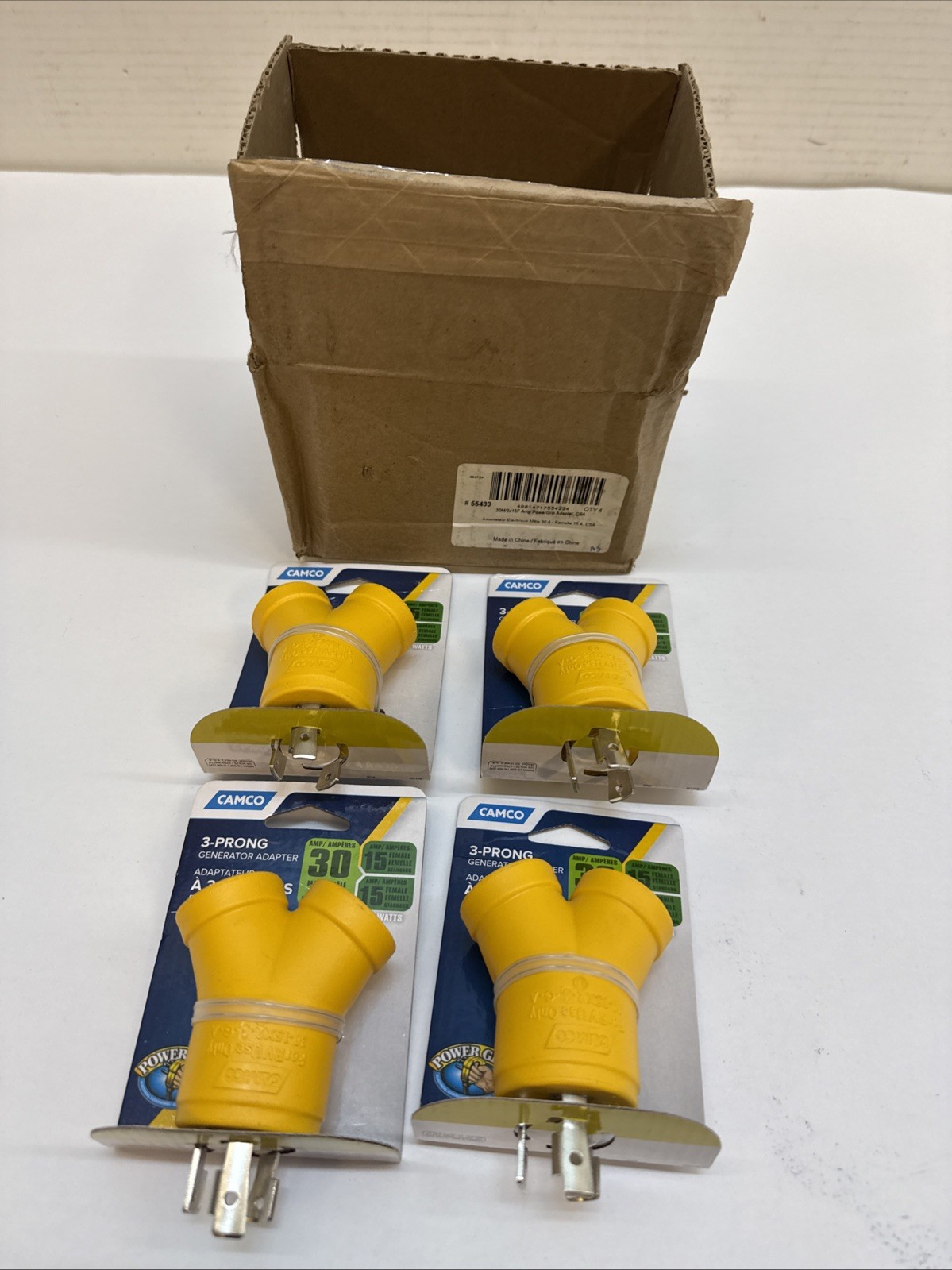 Camco 30 amps RV Generator Outlet Adapter 3 Prong Qty 4