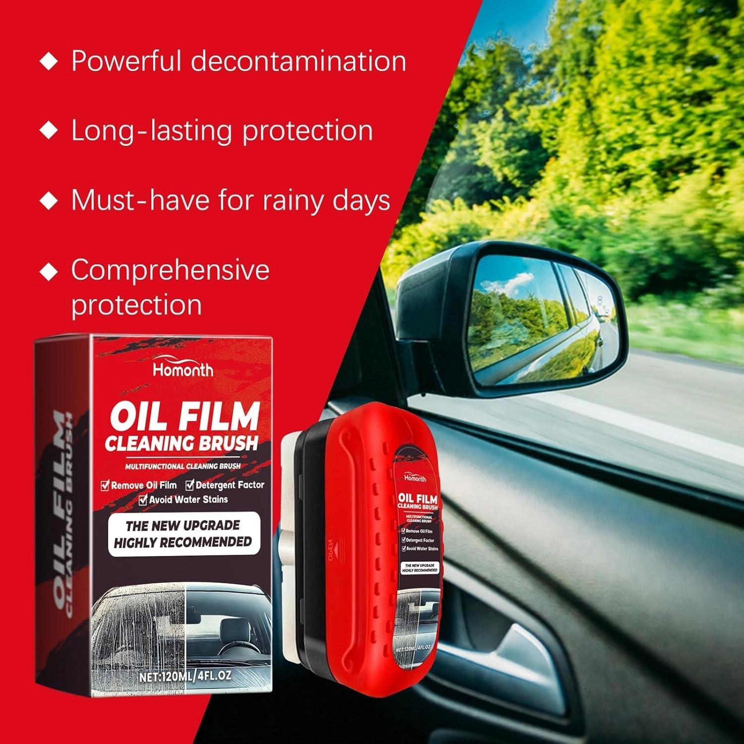 2-Pack Automotive Windshield Oil Film Remover with Hydrophobic Glass Coating