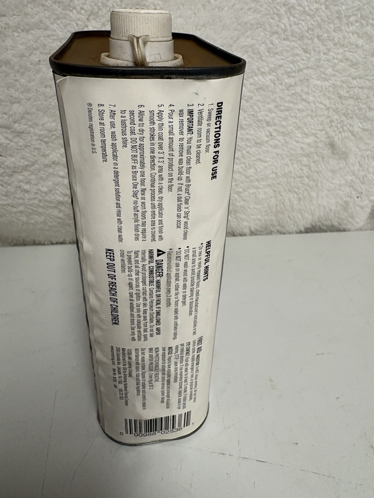 Bruce One Step No-buff Acrylic 32 Oz For Wax Finish Hardwood Floors HTF