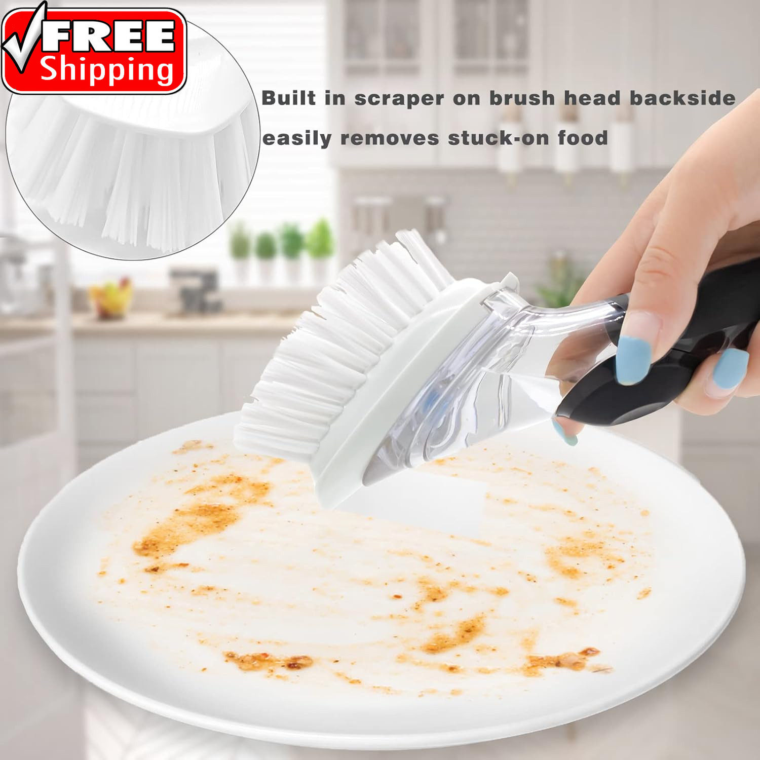 Brush Refills for OXO Dish Brush – 4 Pack Dish Brush Cleaning Soap Dispensing He