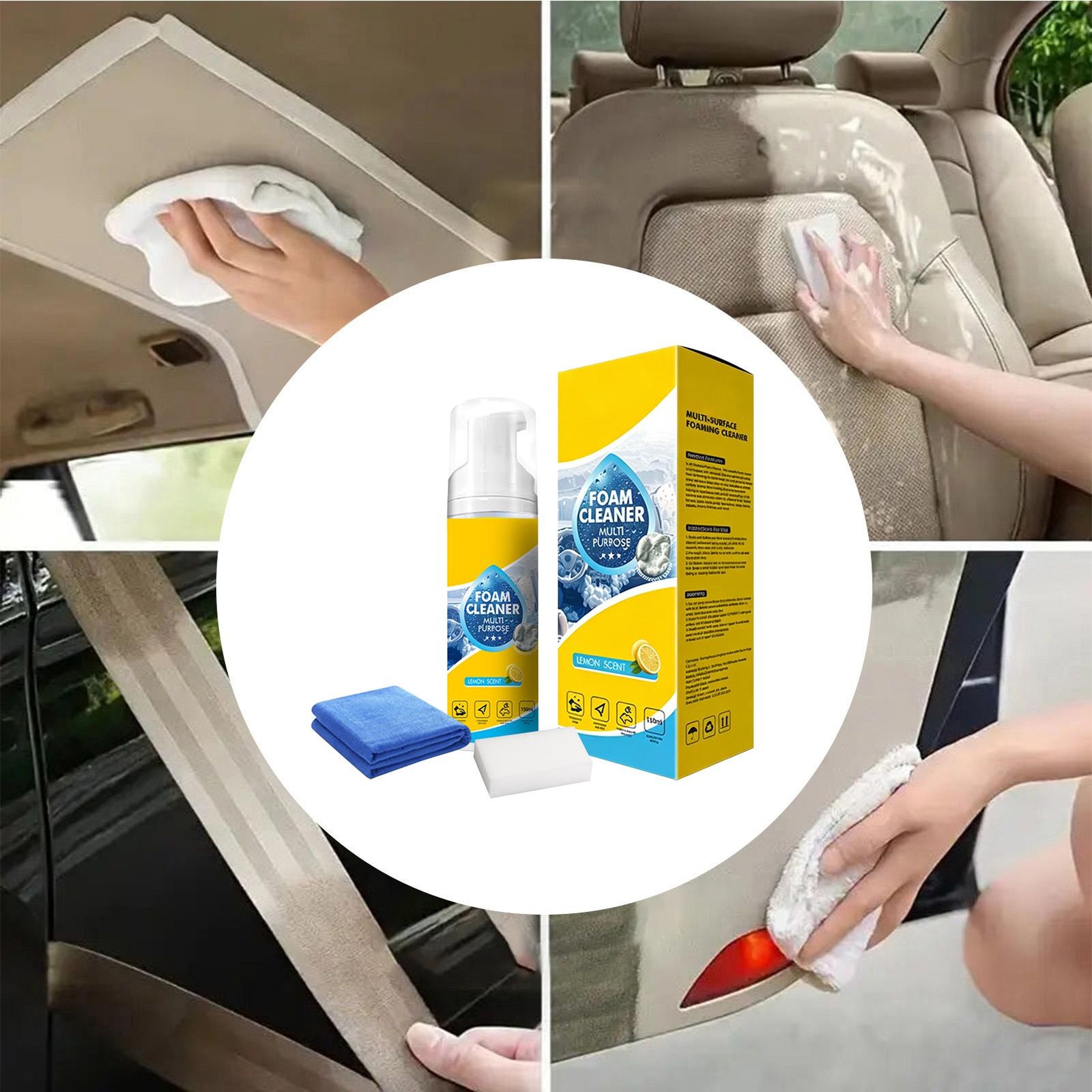 4-in-1 Multi-Enzyme Foam Cleaner, All-Purpose Spray 150ml with Sponge & Towel