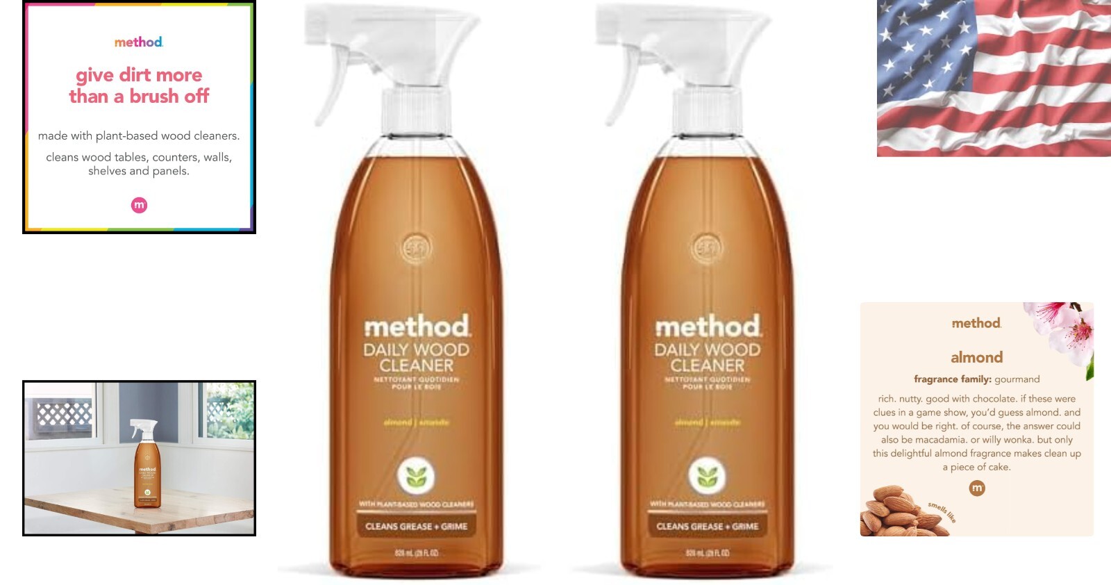 328 oz Total of Plant-Based Daily Wood Cleaner – Almond Scent for All Surfaces