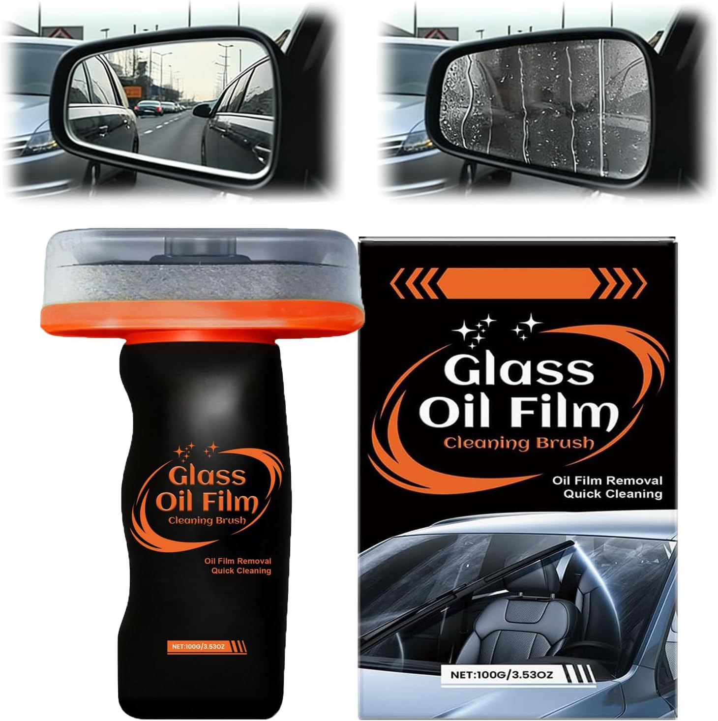 Automotive Oil Film Cleaning Brush for Car Windshield, Glass Emulsion Cleaner, 1