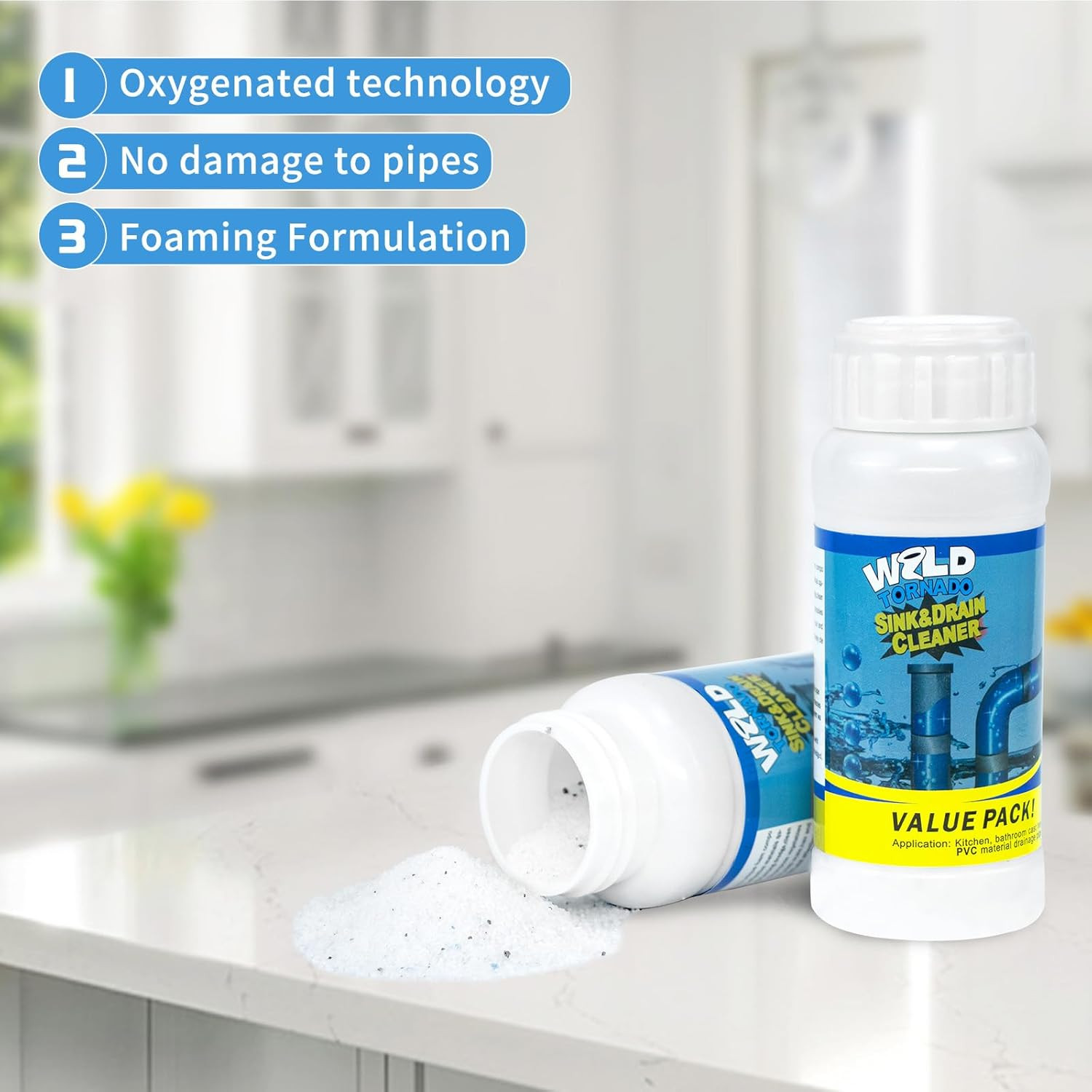 Wild Tornado Sink and Drain Cleaner,The Pipe Dredge Quick Unclog for Kitchen Toi
