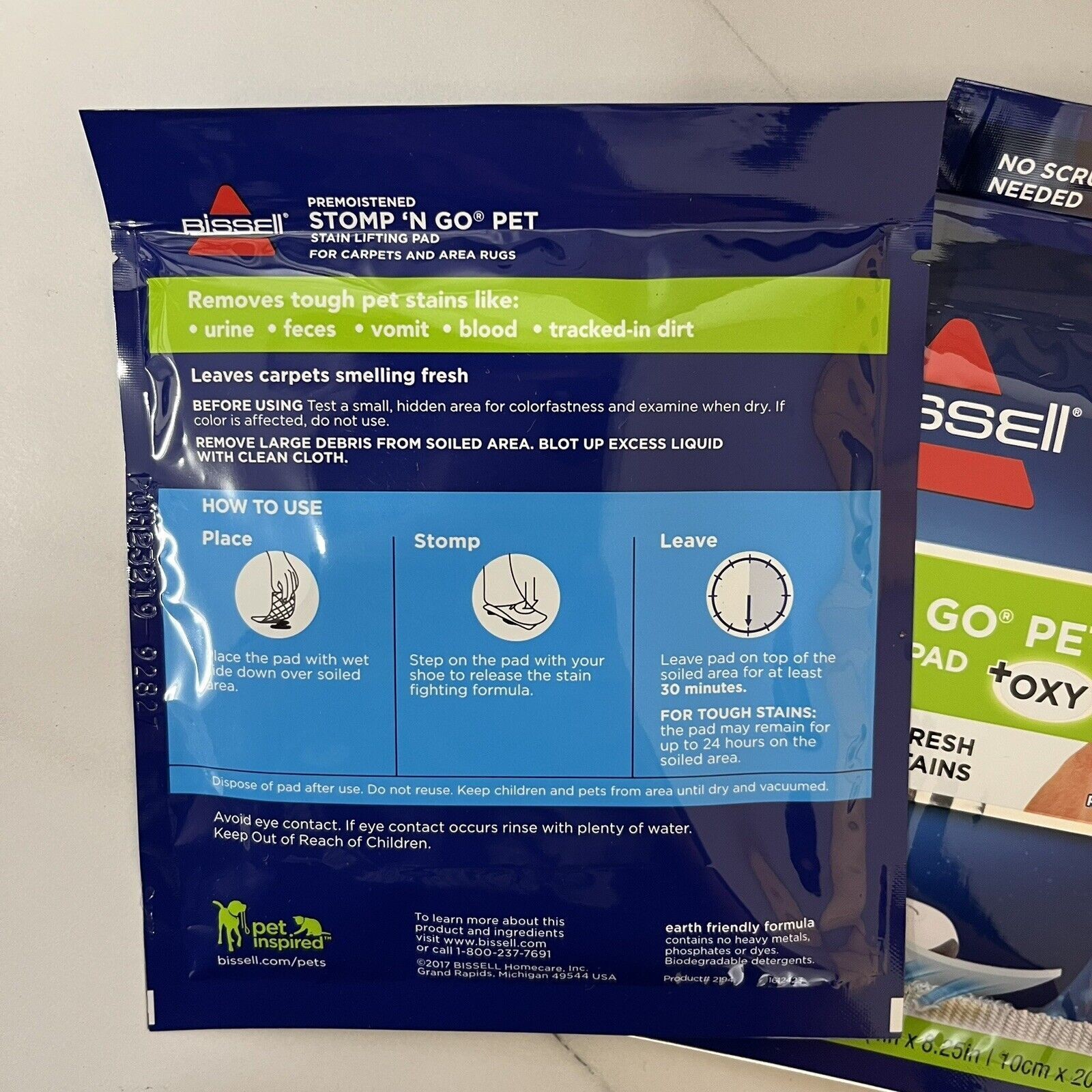 Bissell Stomp ‘n Go Pet Stain Lifting Pad+ OXY 5 Pack New Sealed.