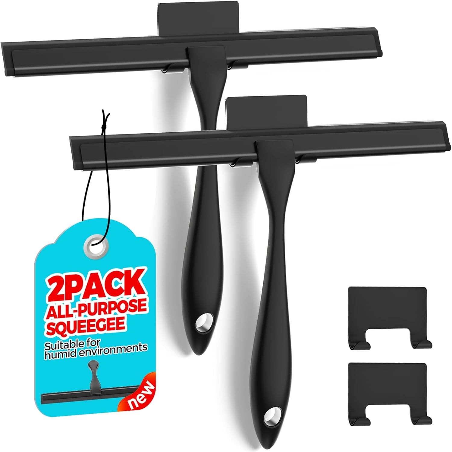 2PACK Shower Squeegee Glass Doors Squeegee Shower Glass，All-Purpose Tile Walls