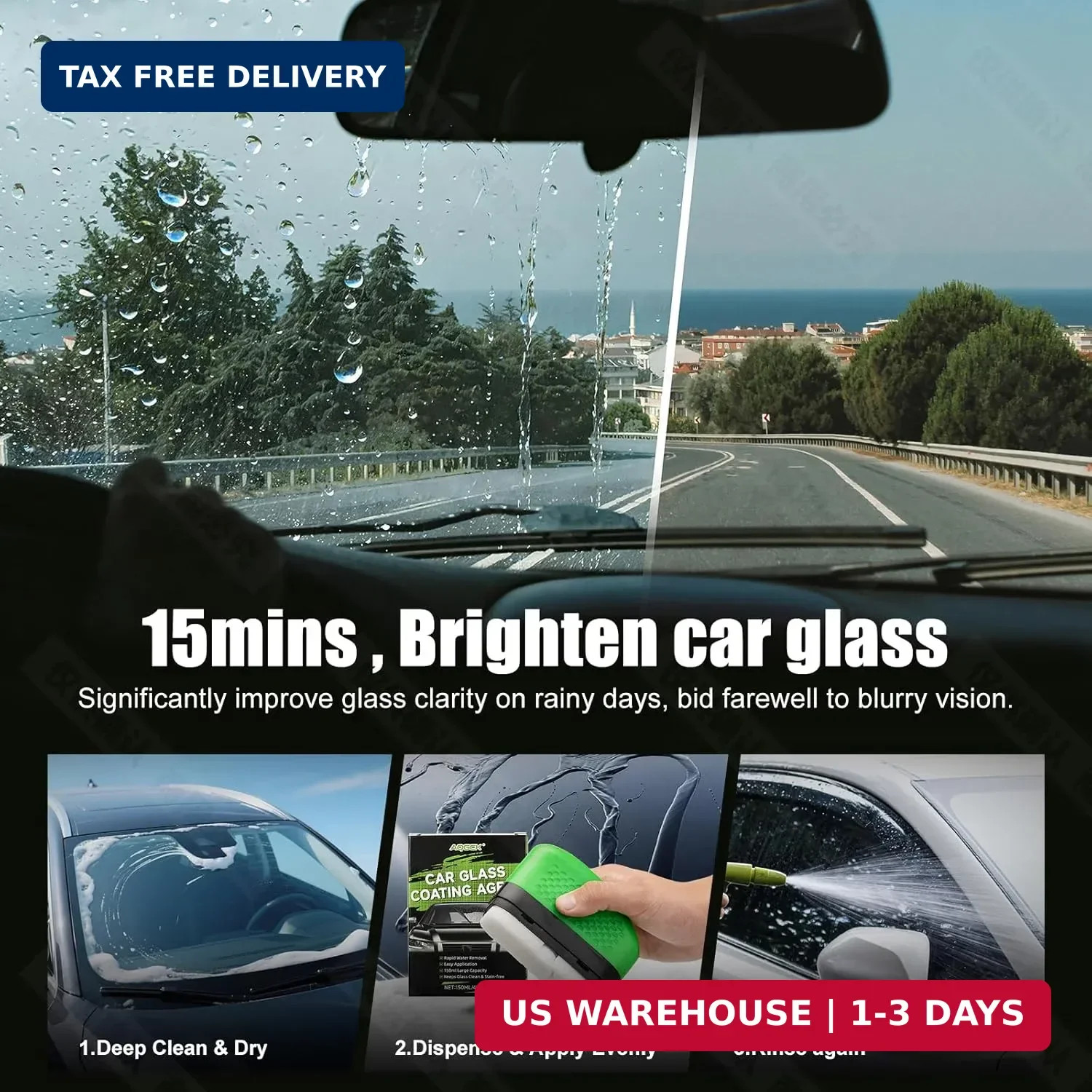 Automotive Glass Hydrophobic Coating Agent, Lotus Leaf Rainproof Effect, Invisib