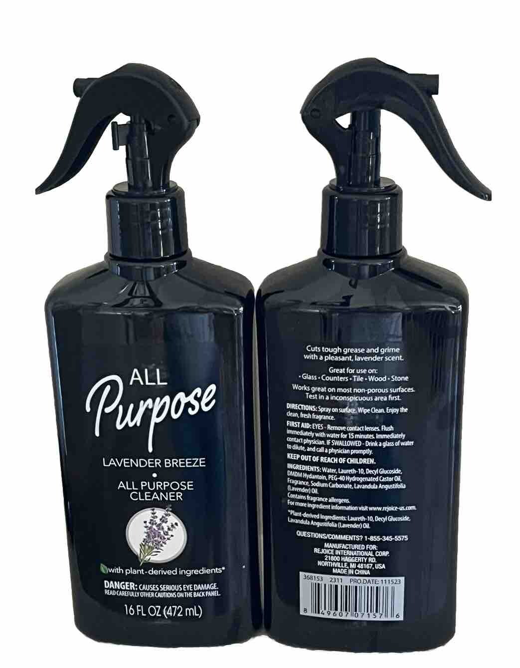 Rejoice All Purpose Cleaner Plant Derived Lavender Breeze Scent 2 16oz ￼Bottles