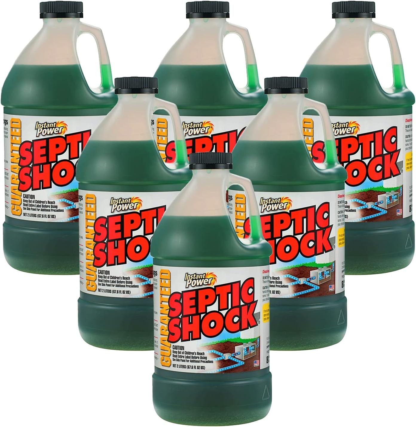 6PK Septic Shock Septic Tank Treatment Drain Cleaner Liquid Clog Remover