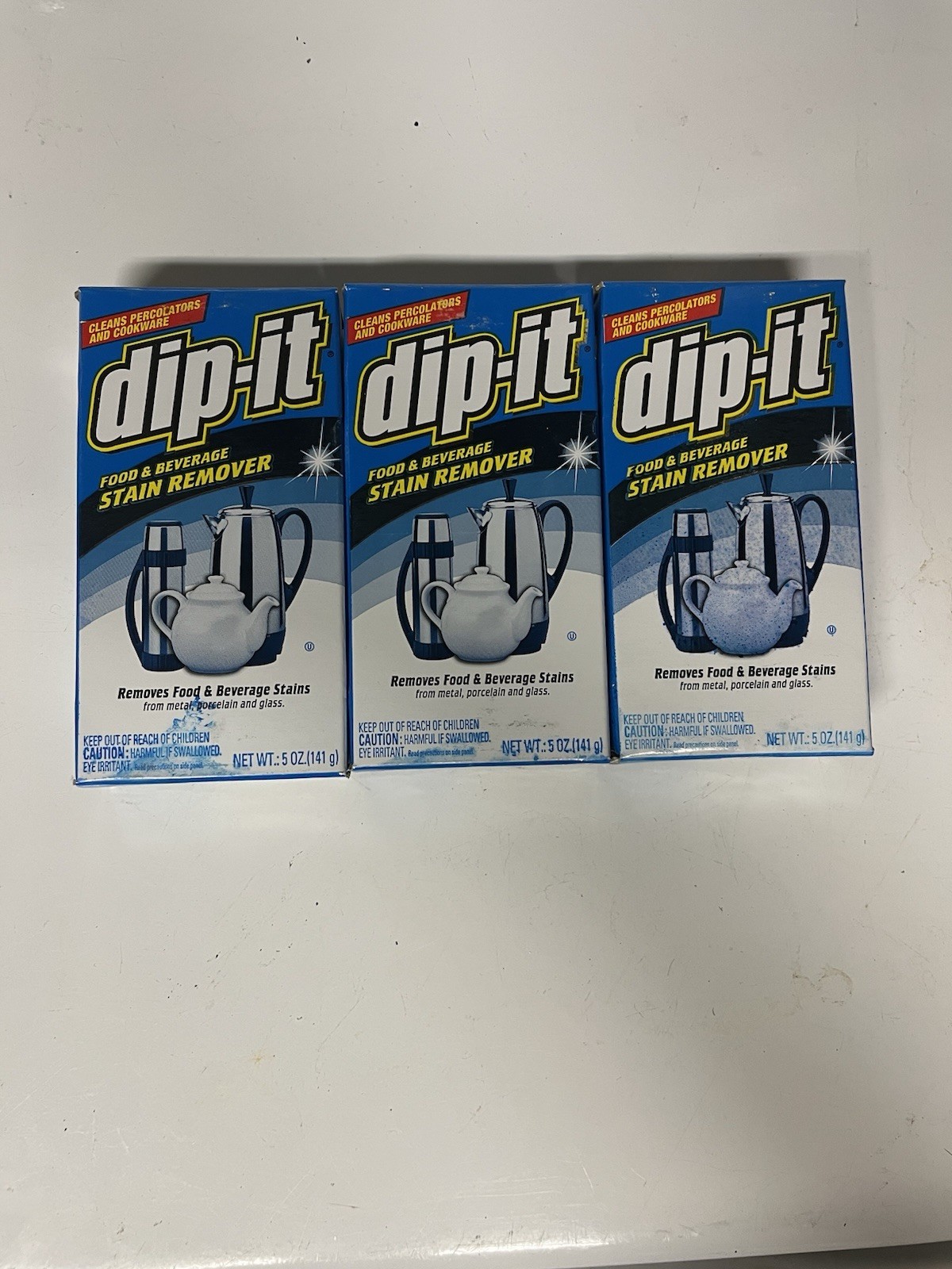 Lot Of 3 dip-it Food & Beverage Stain Remover Powder – 5 fl oz Hard Powder