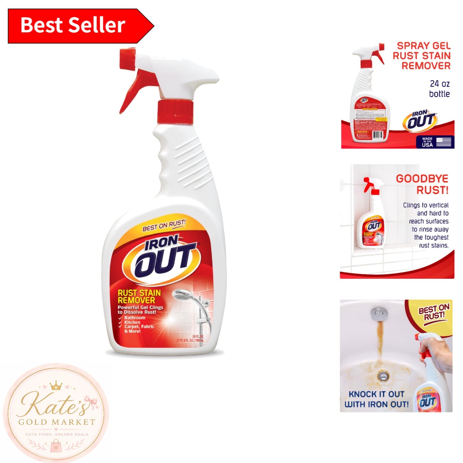 Heavy-Duty Rust Stain Remover Gel, 24 Fl Oz—Fast & Effective Cleaning Gel