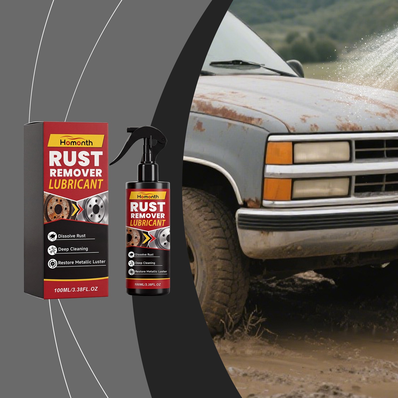 Rust Remover Lubricant Spray, Metal Rust Remover Spray For Car Parts Cleaning