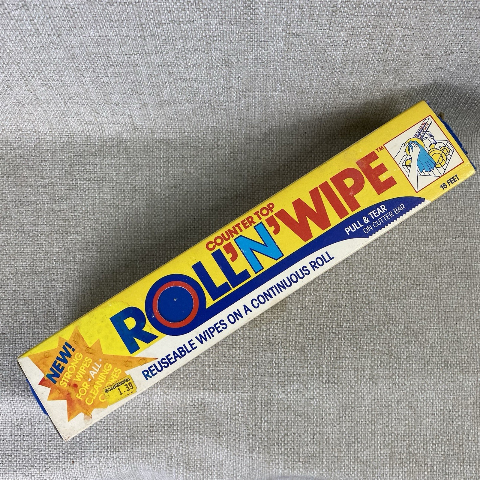 Vintage Roll ‘N Wipes Cloths Reusable Towels Handi Wipes 18 feet x 11 3/4″ NOS