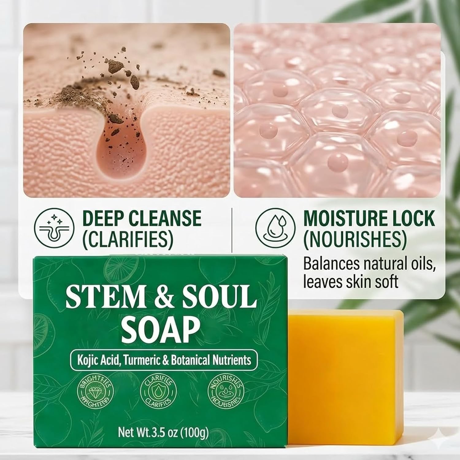 Soap, Upgraded Stem & Soul Turmeric Lemon Soap Bar For Dark Spots, Support