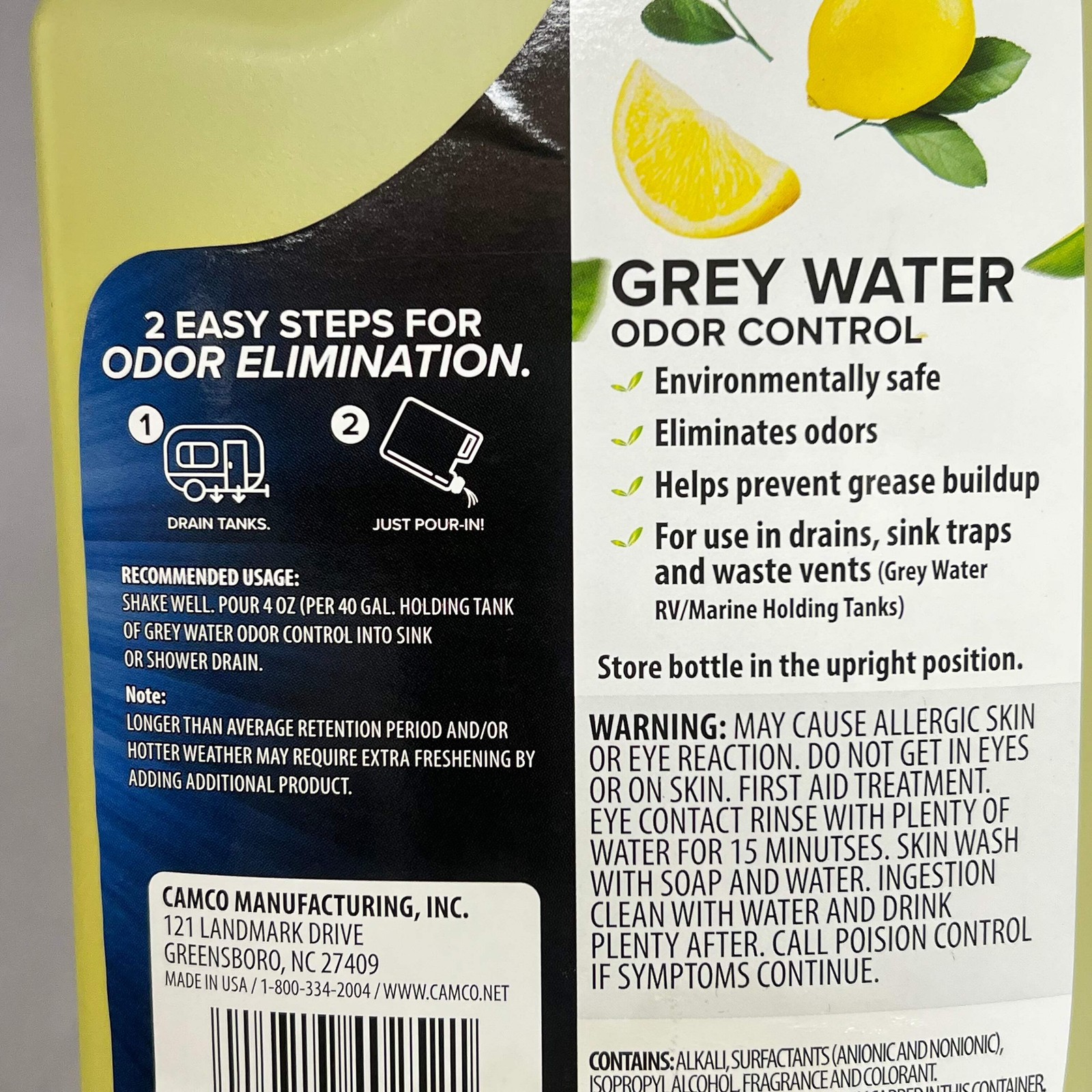 CAMCO (4 PACK) Tst Grey Water Control Rv Sink Odors Lemon Scent 32 fl oz 40252