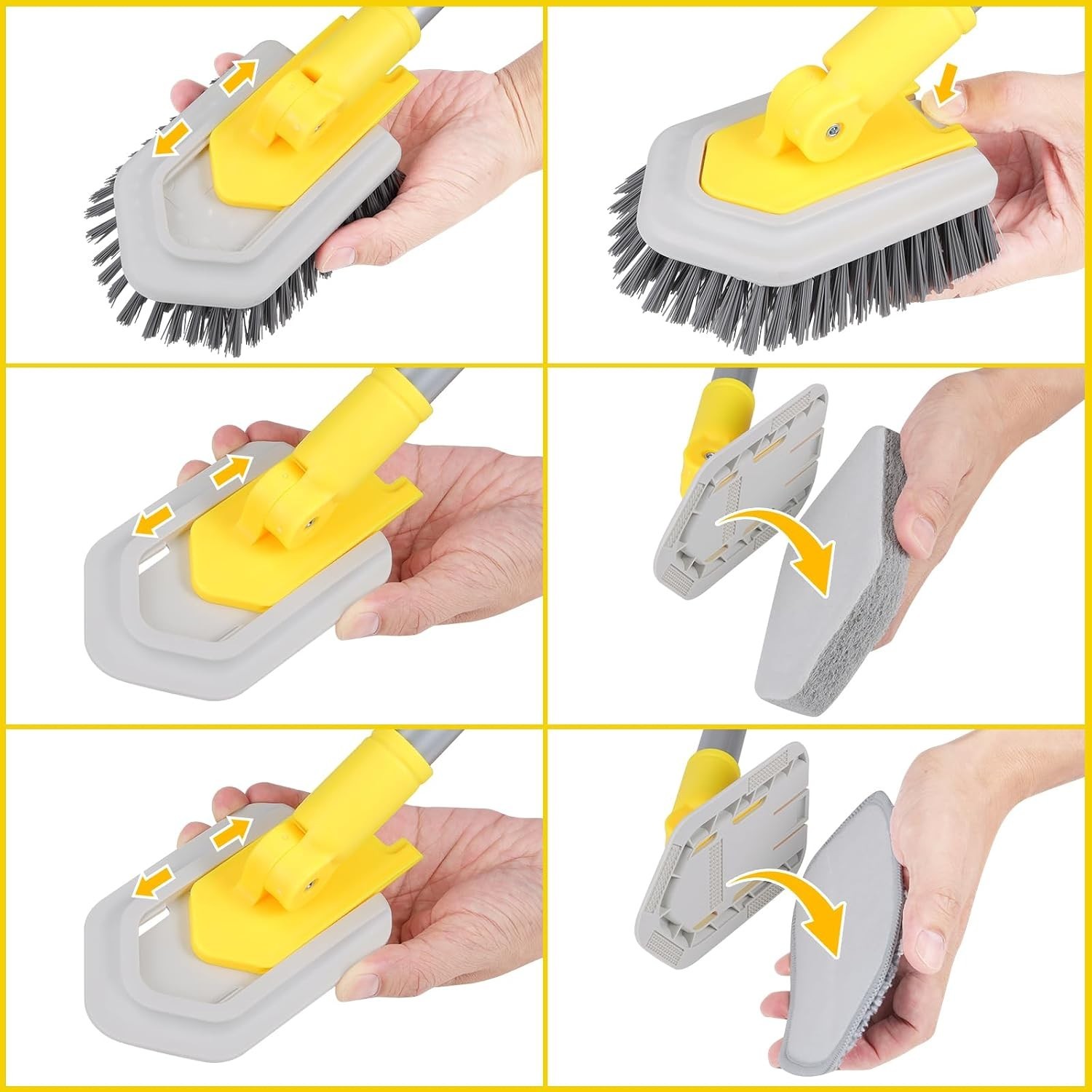 3-in-1 Shower and Tile Scrub Brush with Locking Head – Ideal for All Surfaces