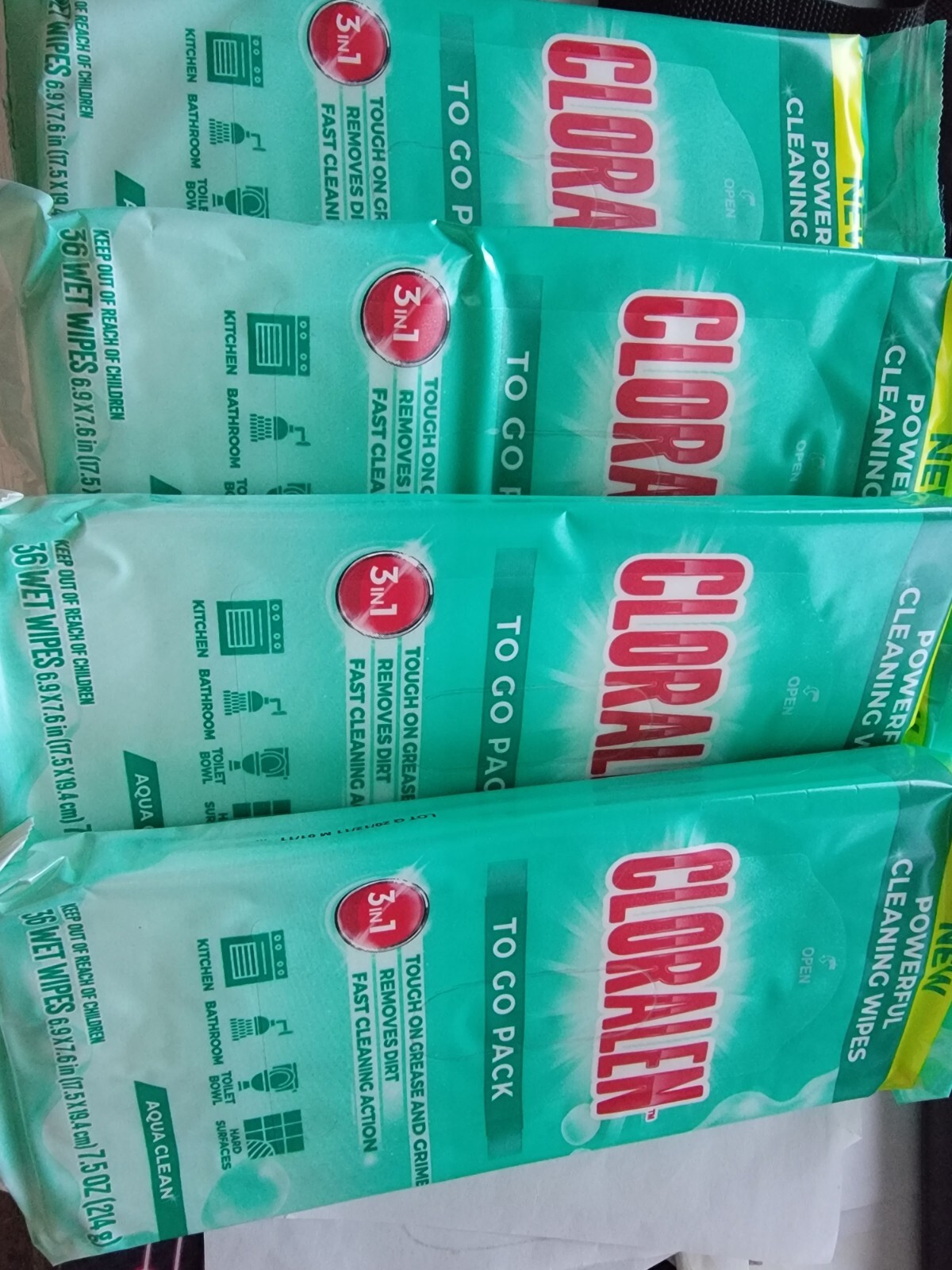 Lot Of 4 Cloralen Powerful Cleaning Wipes Tough on Grease & Grime 36 Count Packs
