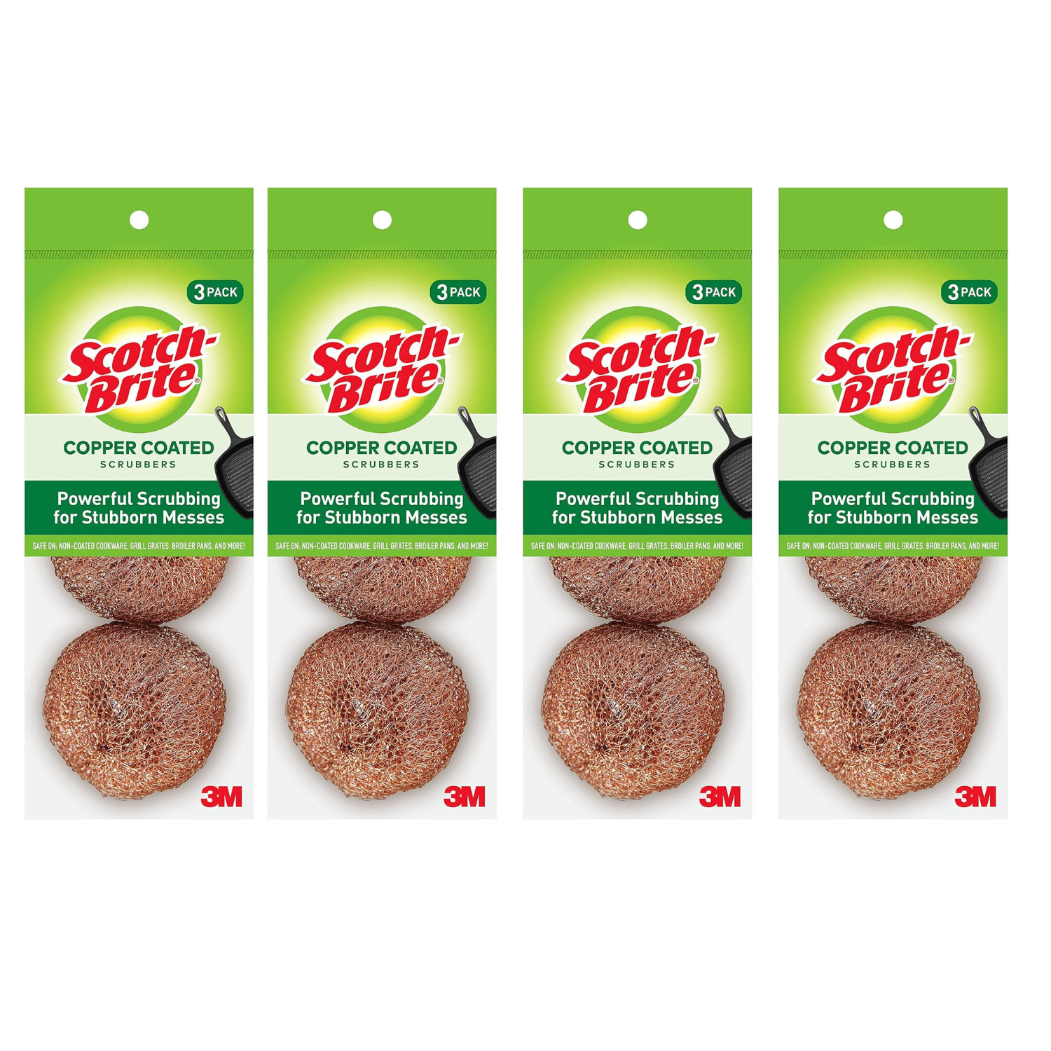 Scotch-Brite Copper Coated Scrubbing Scour Pads, 12 Scouring Scrubber Pads