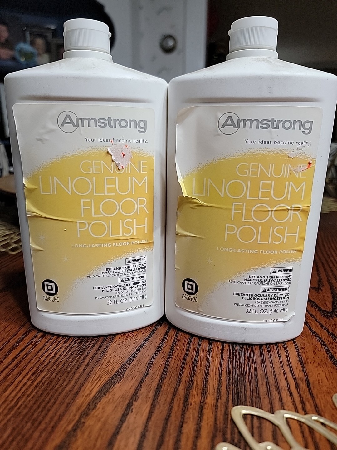Armstrong Genuine Linoleum Floor Polish 32 Fl oz each ~Discontinued~ Lot of 2