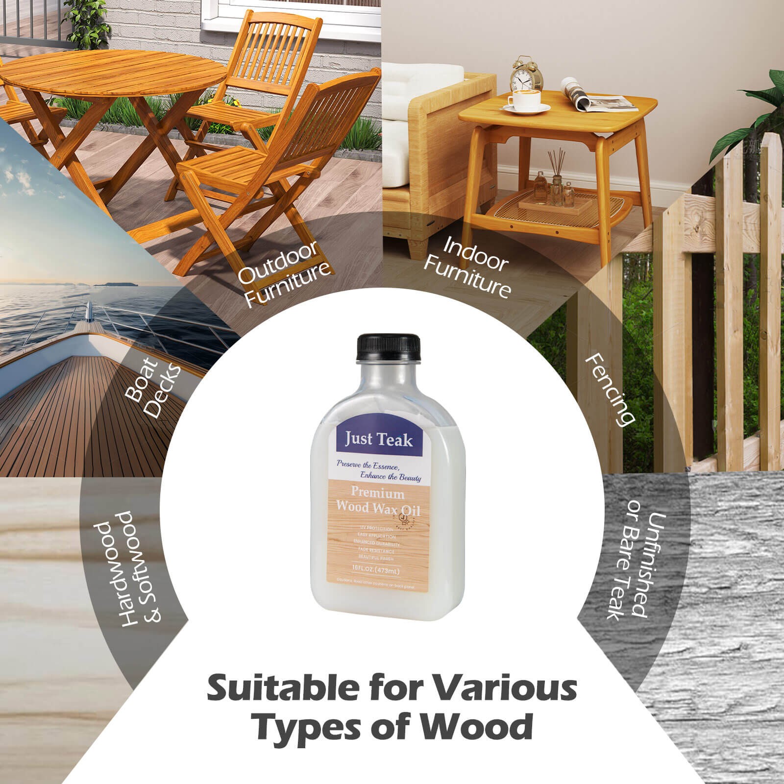 2 Packs Wood Wax Oil Cleaner & Brightener for Furniture Teak Care Kit