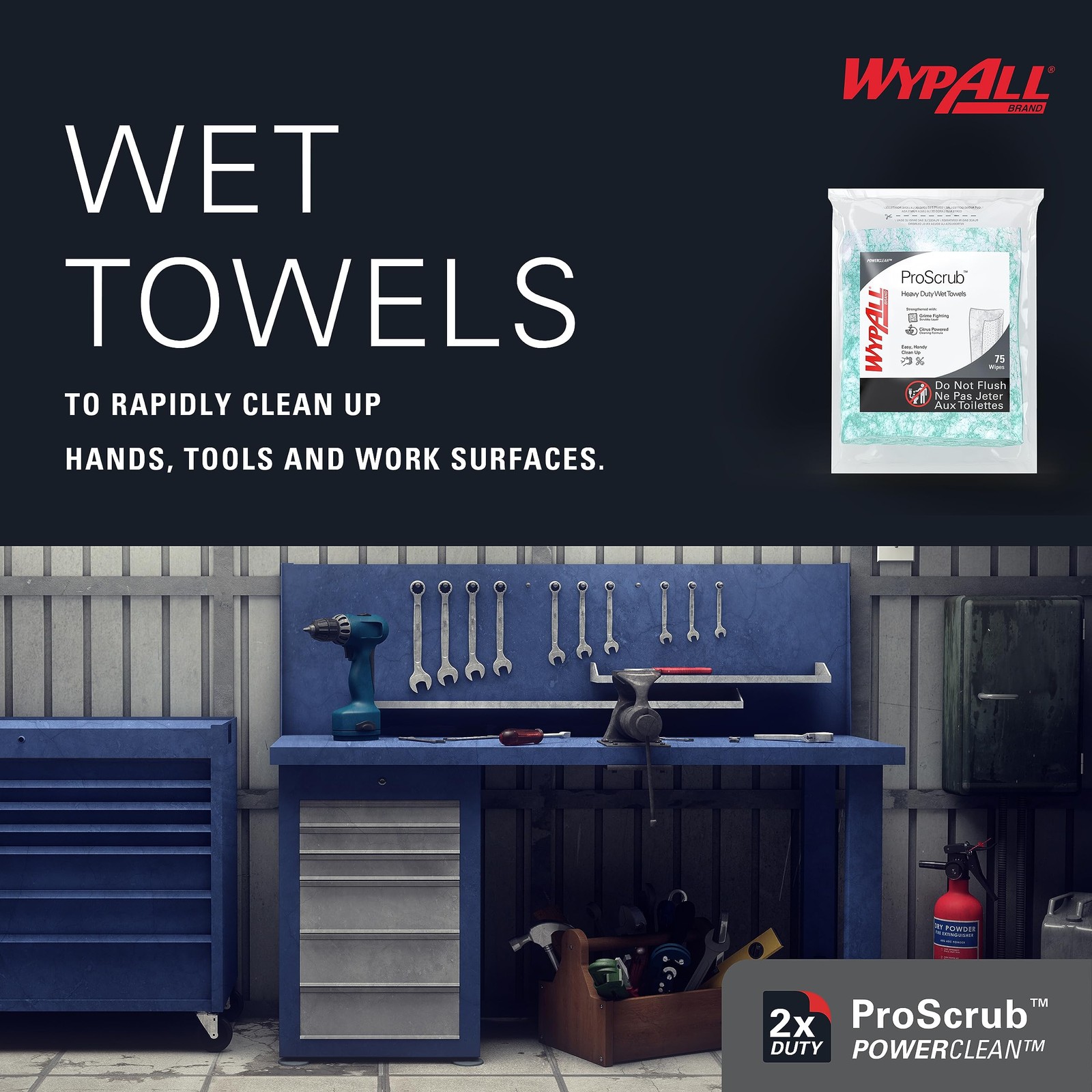 Wypall Power Clean Proscrub Citrus Cleaning Wipes 75 Sheets Alcohol Free