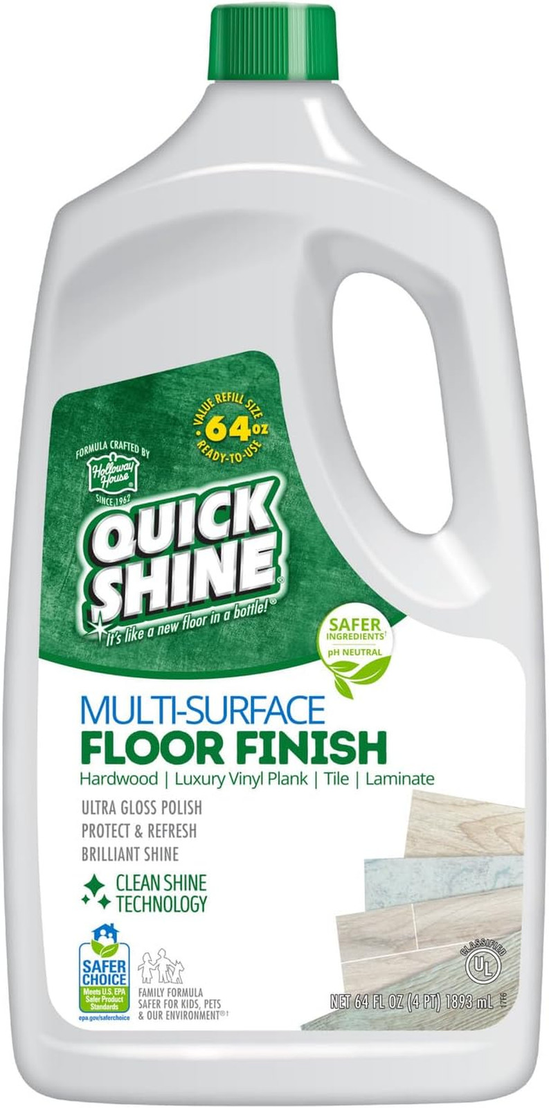Quick Shine Floor Finish 64 Oz Hardwood Laminate Vinyl Tile Floor Polish