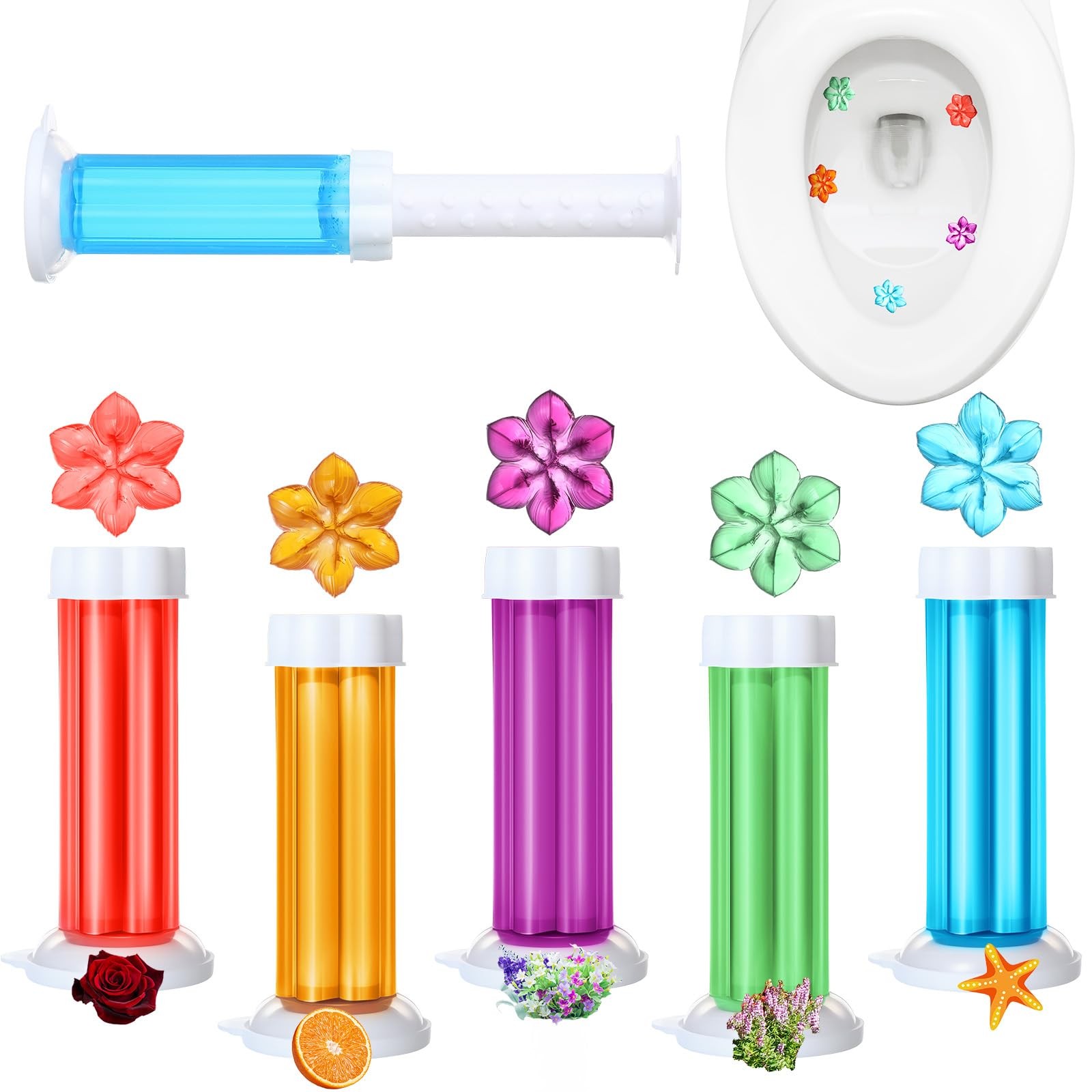 5 Pcs Flower Toilet Gels 70 Count 5 Kinds Stamp Bowl Gel Scent Toilet Stain R…