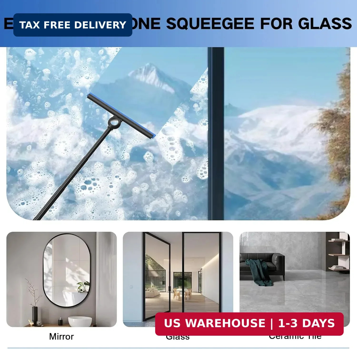 Extendable Window Squeegee Cleaner Tool for Shower Tile Wall Sliding Glass Door