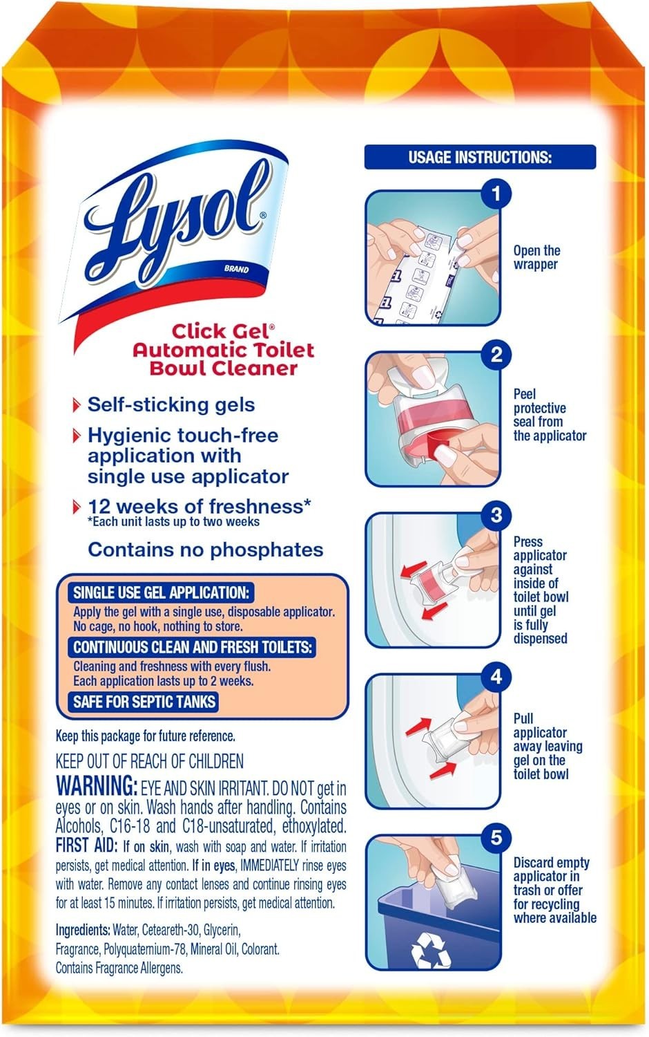 Lysol Click Gel Automatic Toilet Bowl Cleaner, Toilet Gel Stamp, Toilet Freshene