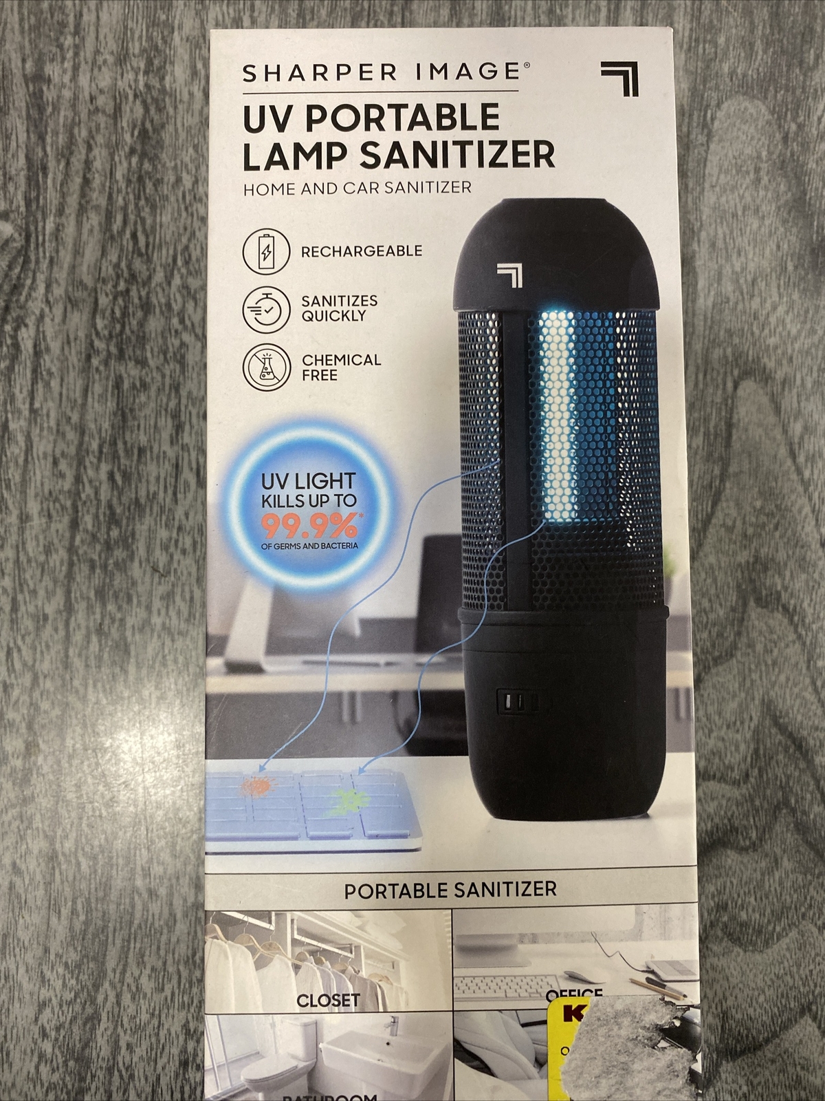 Sharper Image Home and Car Sanitizer Portable Lamp Sanitizer Black New in box