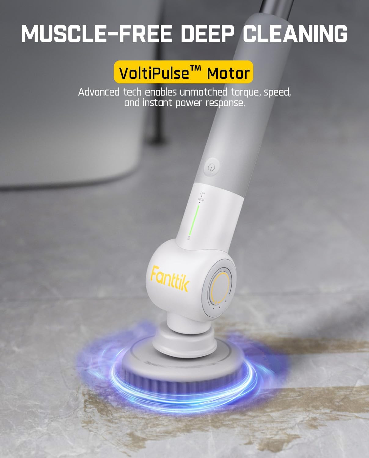 Flip G9 Pro Electric Scrubber, Voltipulse Motor, Dual-Speed Cleaner with 6 Brush