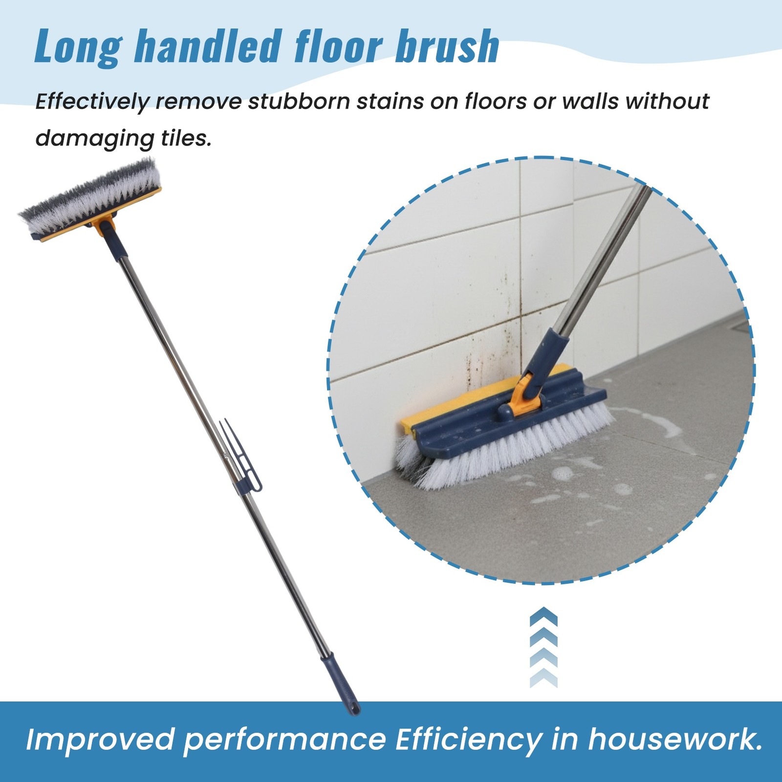 Long-Handled Floor Brush, Multi-Functional Scraping and Cleaning Brush,9833