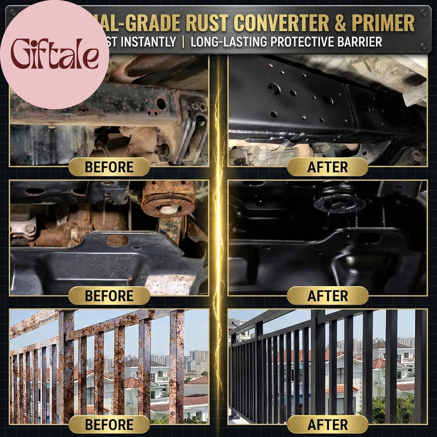 2-In-1 Rust Converter & Metal Primer – 1 Gallon Black Rust Paint Inhibitor for M