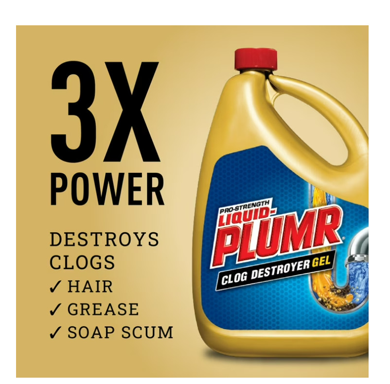 Liquid-Plumr Pro-Strength Clog Destroyer Gel with PipeGuard, 80 fl oz, 2 Pack