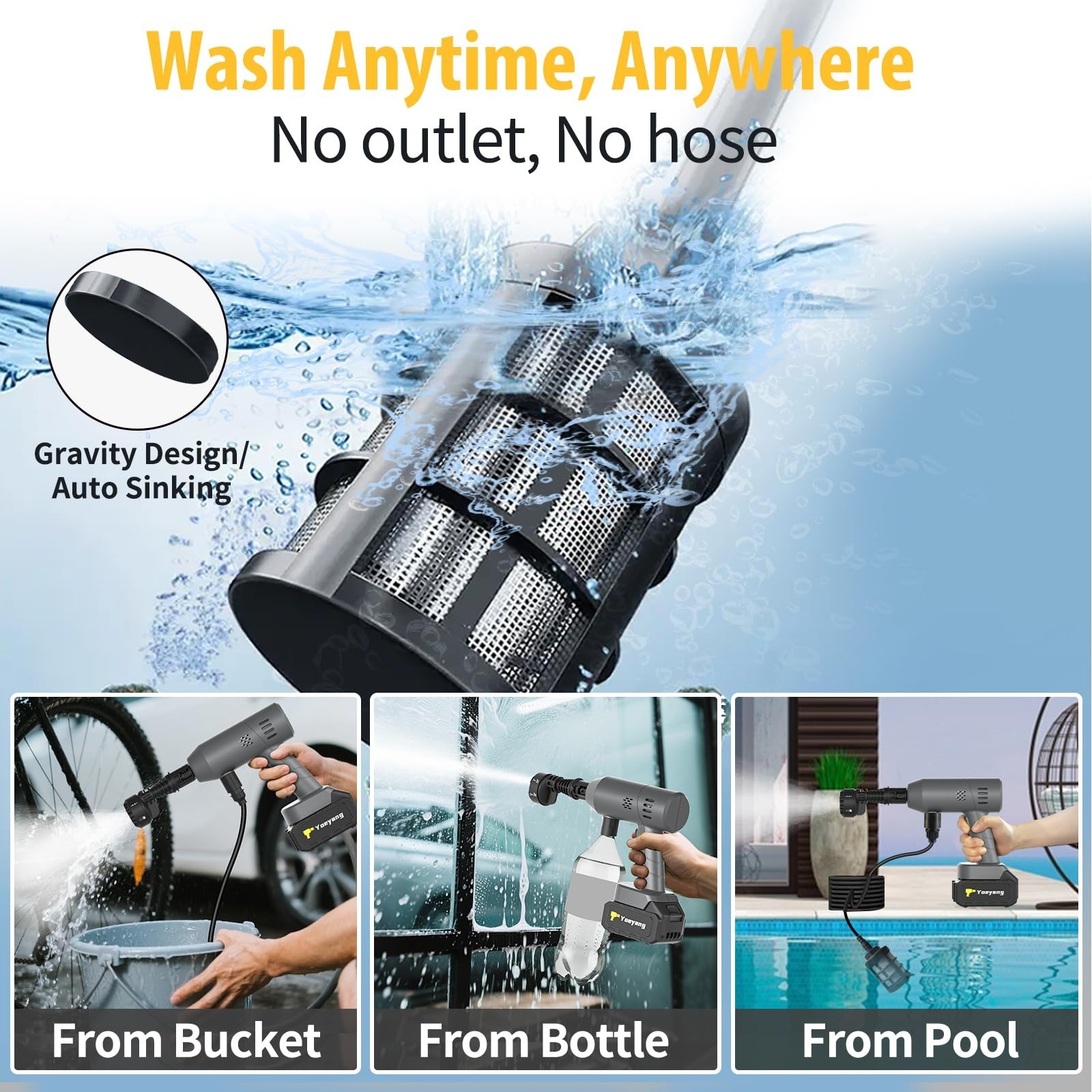 Portable Handheld Cleaning Tool – Lightweight Spray with 6-in-1 Nozzle for Car,