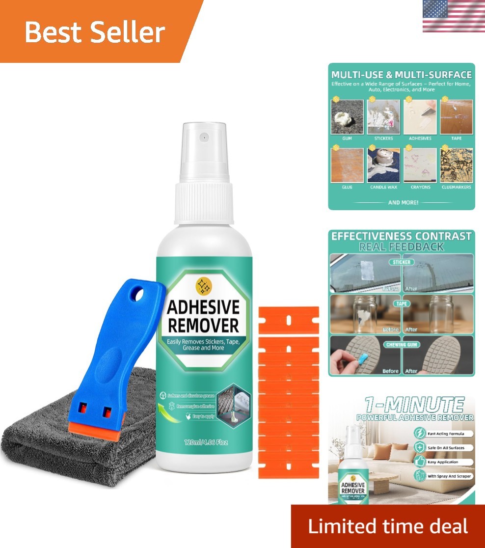 Compact Lemon Scent Adhesive Remover Spray – 4 Oz, Easy Clean for Home & Travel