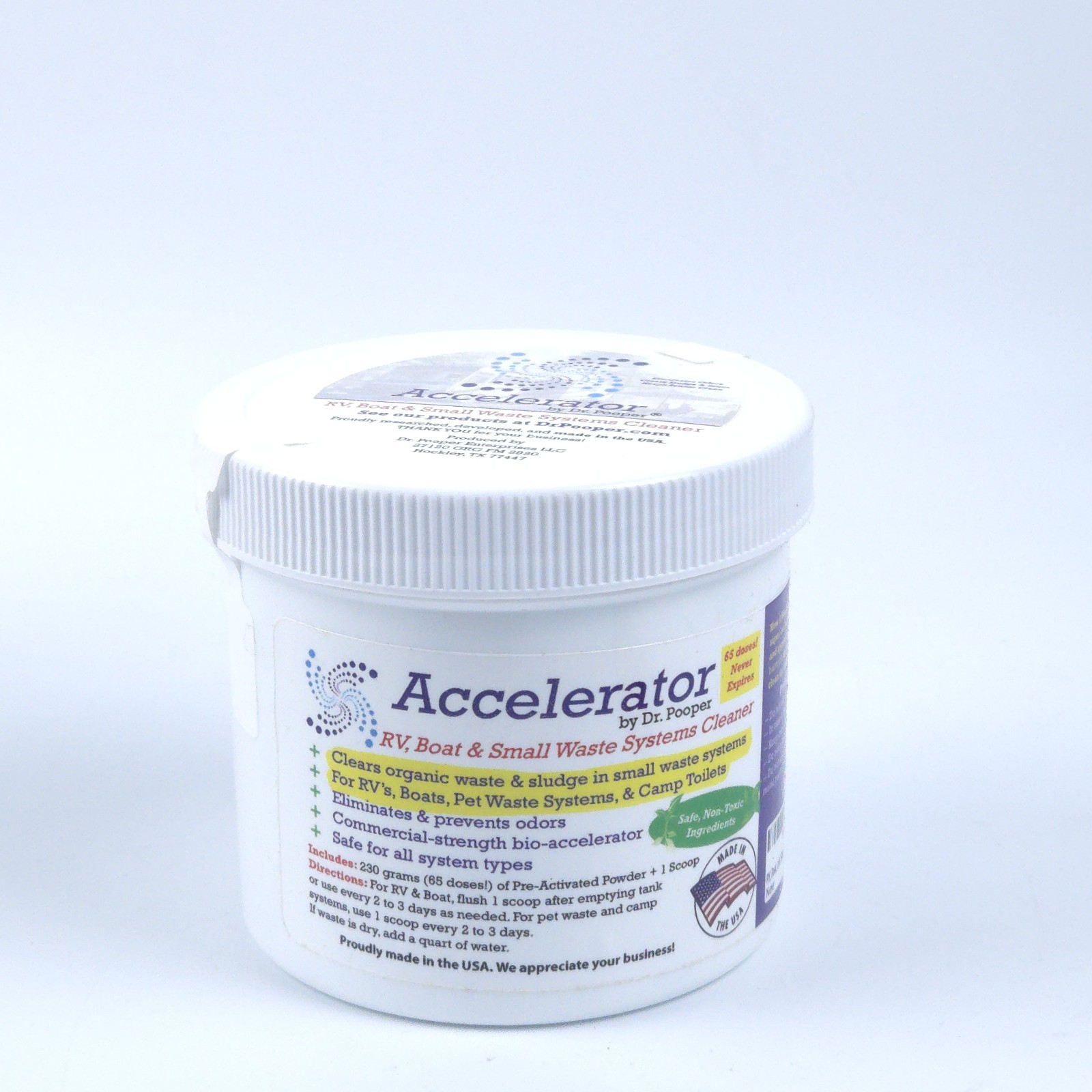 Accelerator By Dr. Pooper RV Boat & Small Waste Systems Cleaner 65 Doses, Scoops