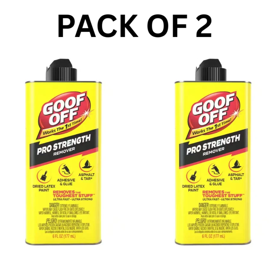 Goof Off Professional Strength Latex Paint and Adhesive Remover, 6 fl.oz(2 PACK)
