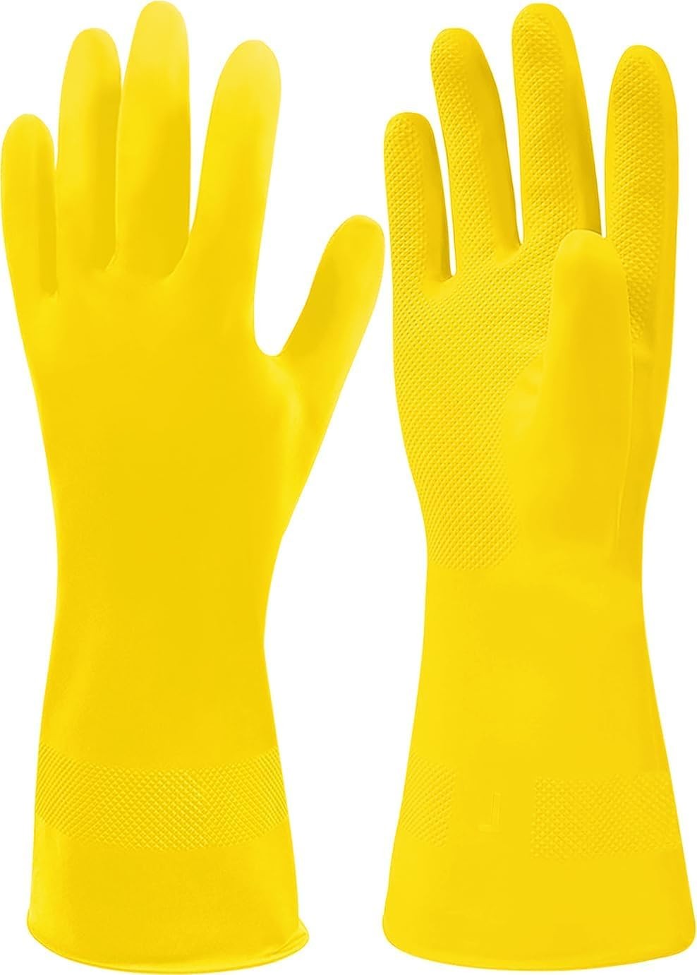 SteadMax 1 Pair Cleaning Gloves, Reusable Natural Rubber Dish Small, Yellow
