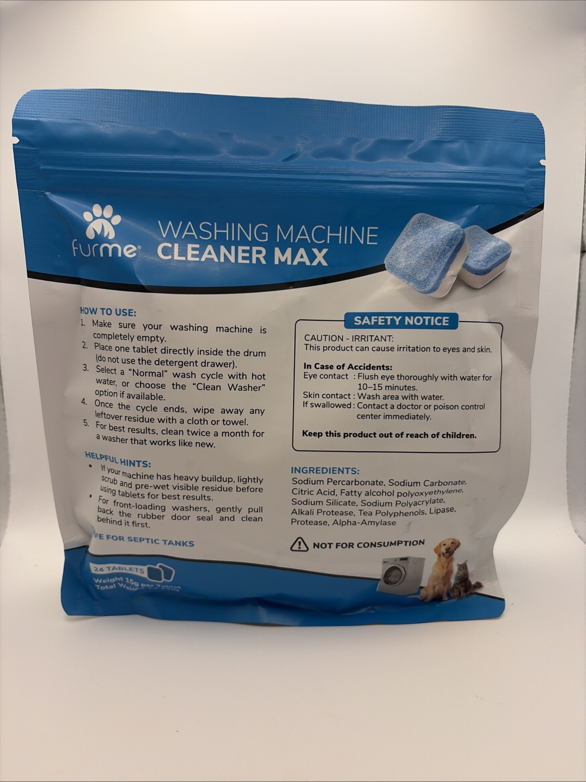 FurMe Washing Machine Cleaner Max Tablets, 24 Count