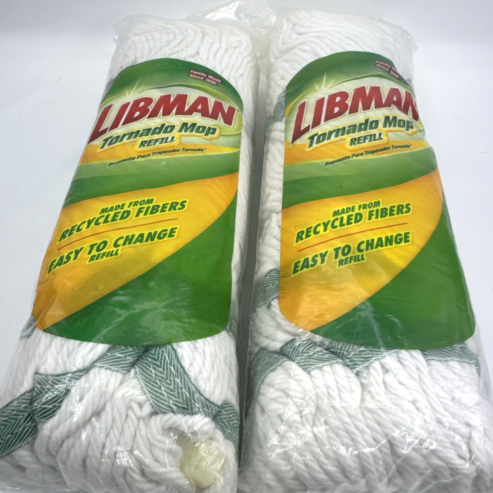 Lot 2 Libman Tornado Mop Refills #02031 Recycled Fibers Easy Change Replacement