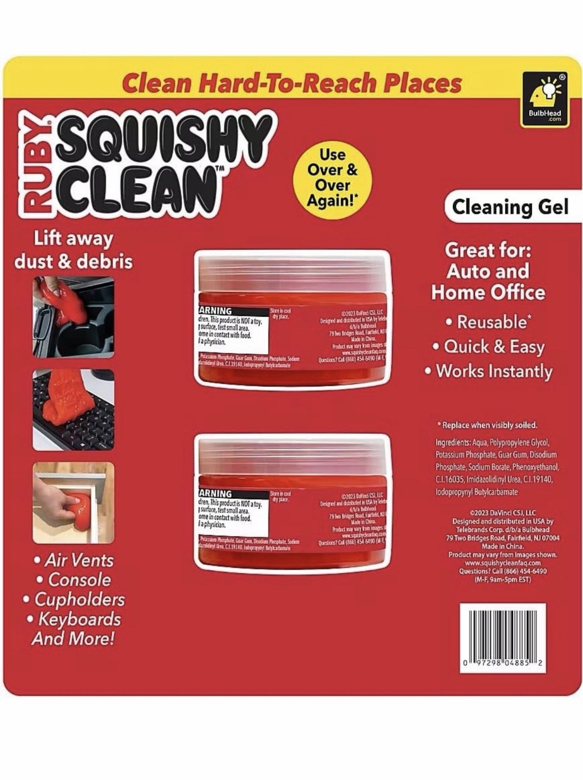 Ruby Squishy Clean Cleaning Gel 2 Pack – Car Vent, Keyboard, Dust Cleaner Slime