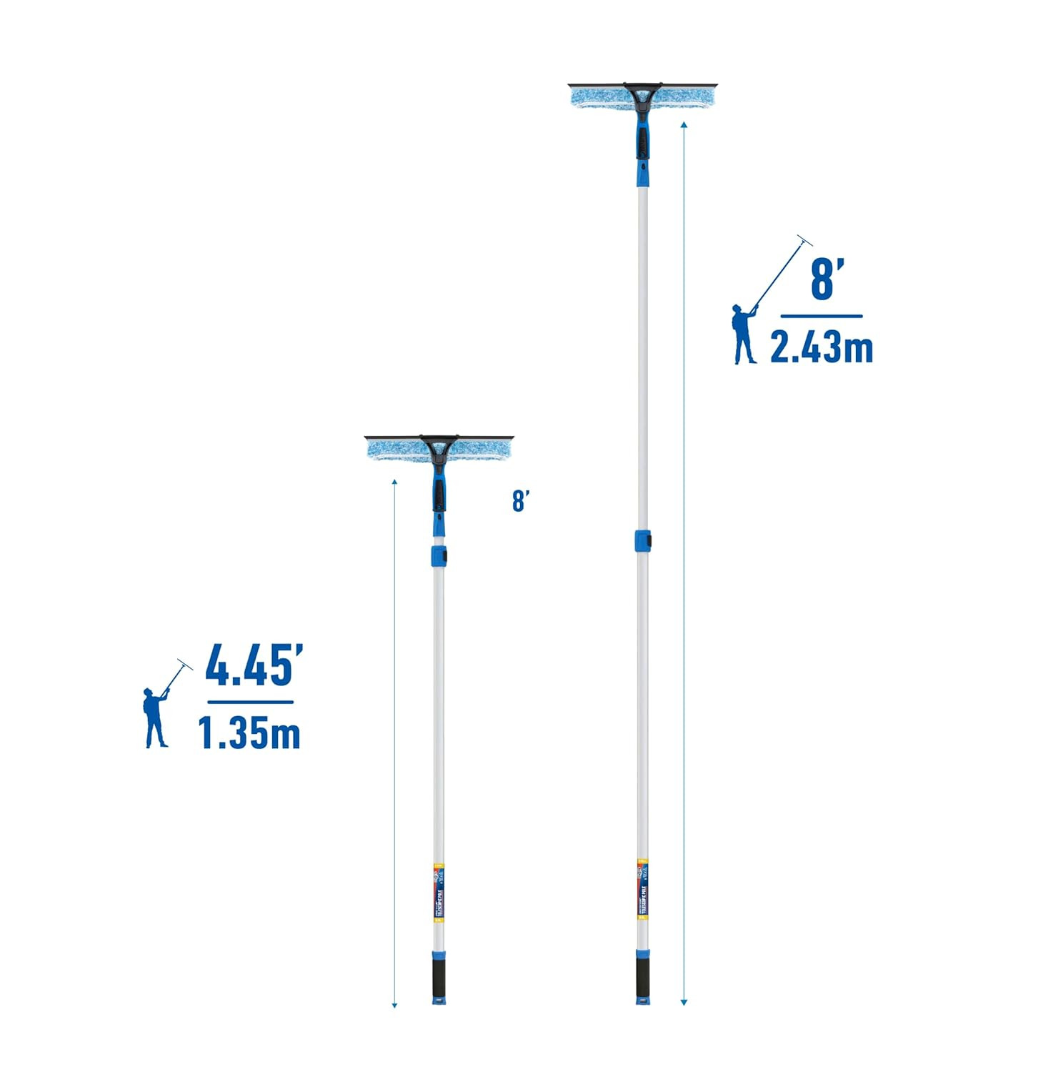 Professional 2-In-1 Squeegee and Scrubber, 14” Window Cleaning Tool and 8’ Conne