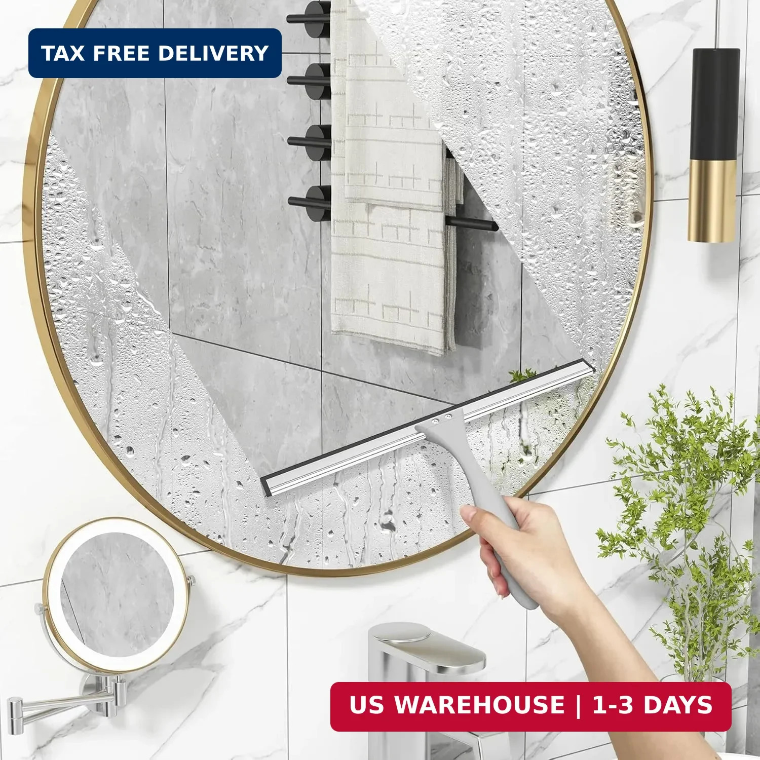 AmazerBath Squeegee for Shower Glass Doors – All-Purpose Squeegee with Hook for